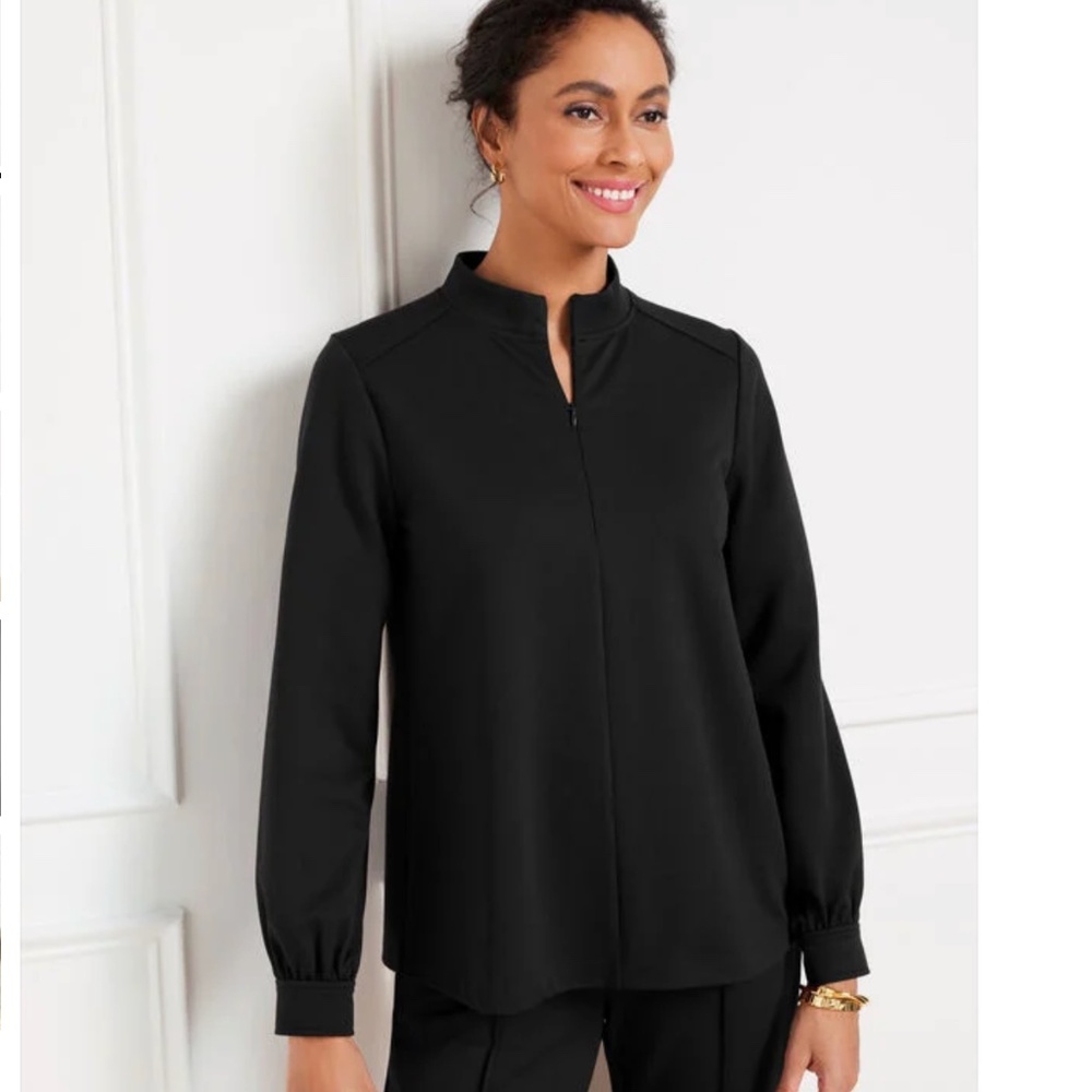 Talbots | Passport Ponte Zip Mock-Neck Pullover